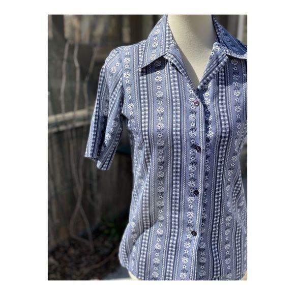 Vintage 70s Lady Manhattan Shirt Novelty Floral Sz 12 - Picture 2 of 12